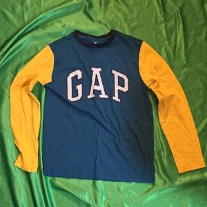 GAP Kids Teal and Yellow Long Sleeve Tee